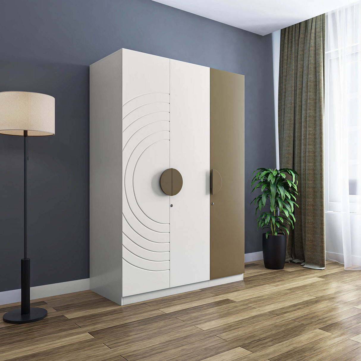 Nilkamal Cassini 3 Door Wardrobe With Led Light (White)