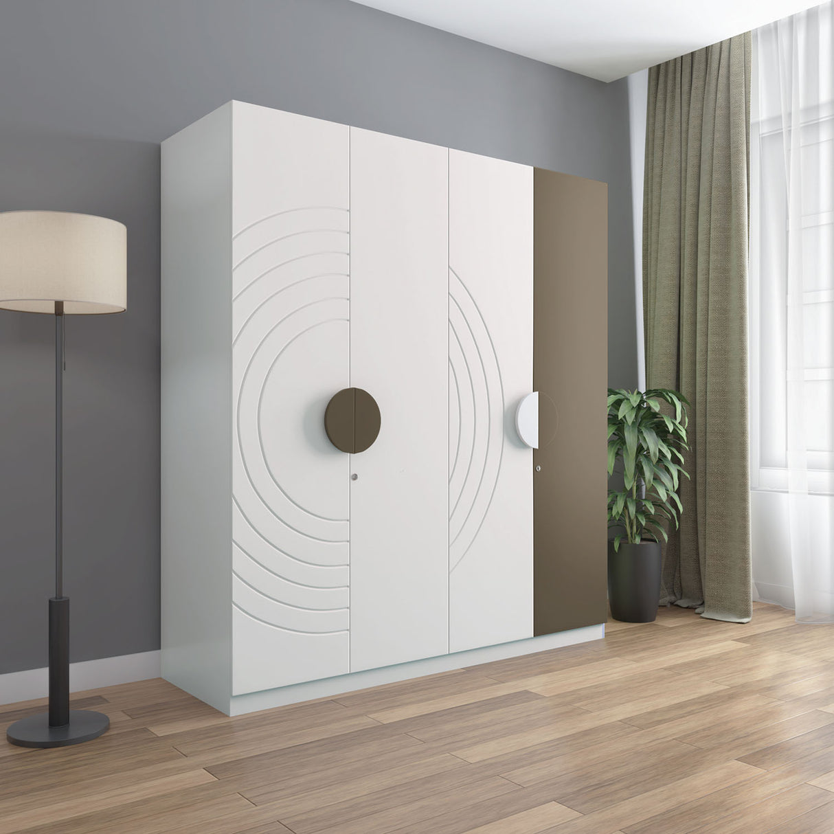 Nilkamal Cassini 4 Door Wardrobe With Led Light (White)