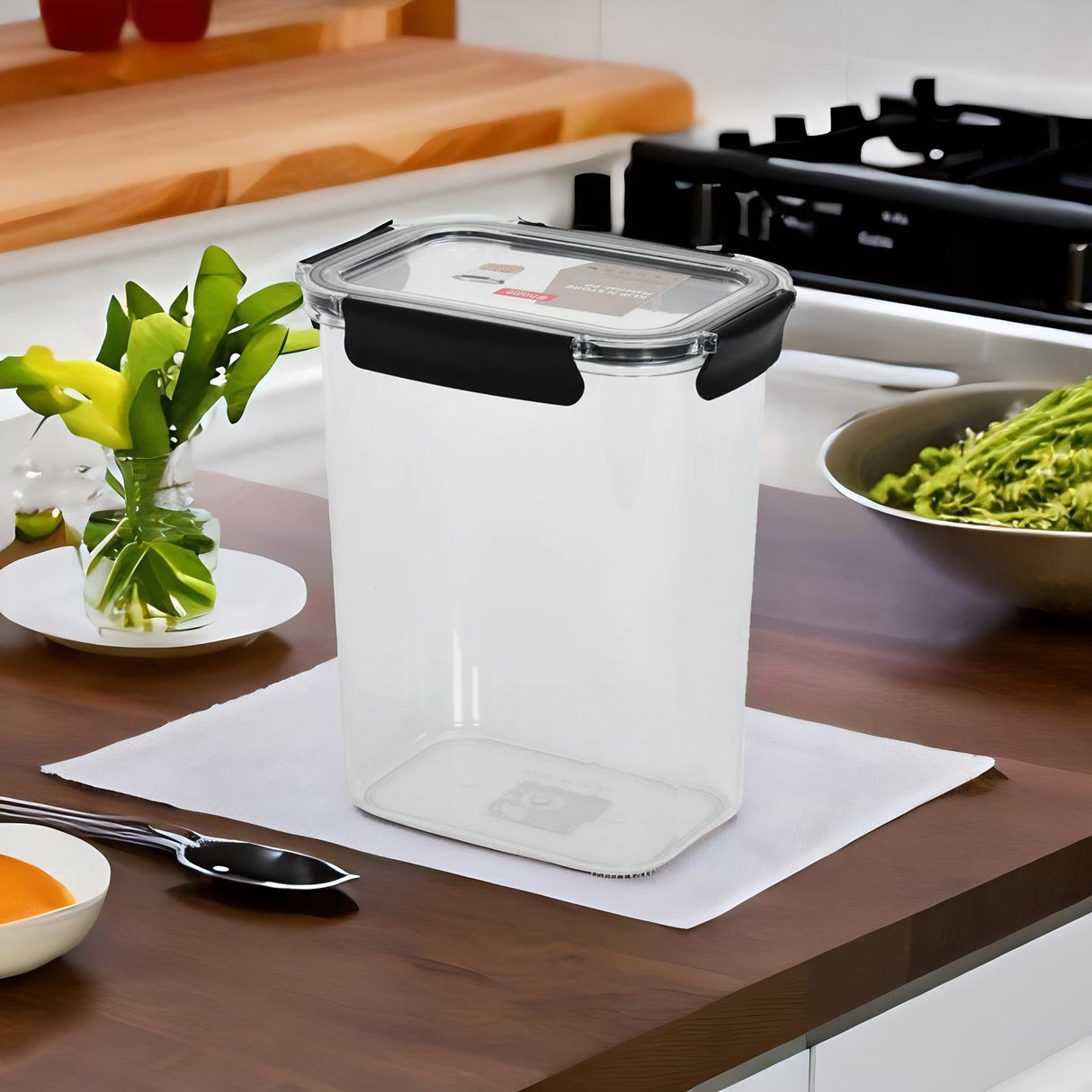 Nilkamal Klip N Store Rectangular 4200 Ml Tall Storage Container Black