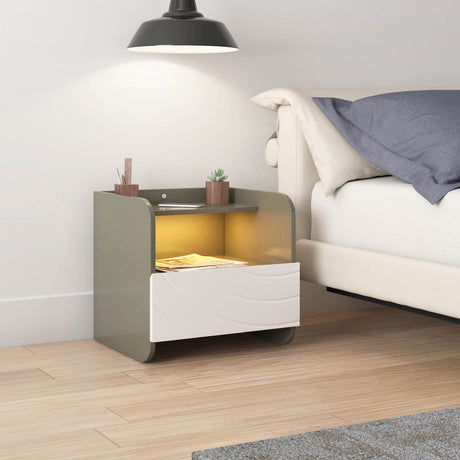 Nilkamal Cassini Night Stand with Led Light and Wireless Charging Area (White)