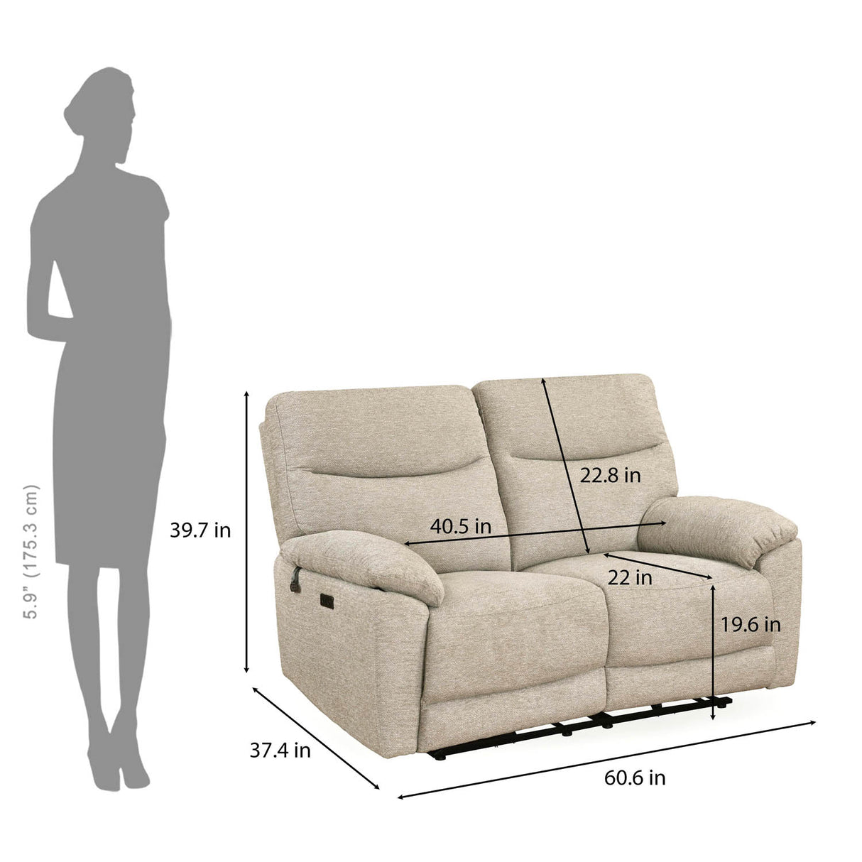 Wagner 2 Seater Electric Recliner Sofa- Beige