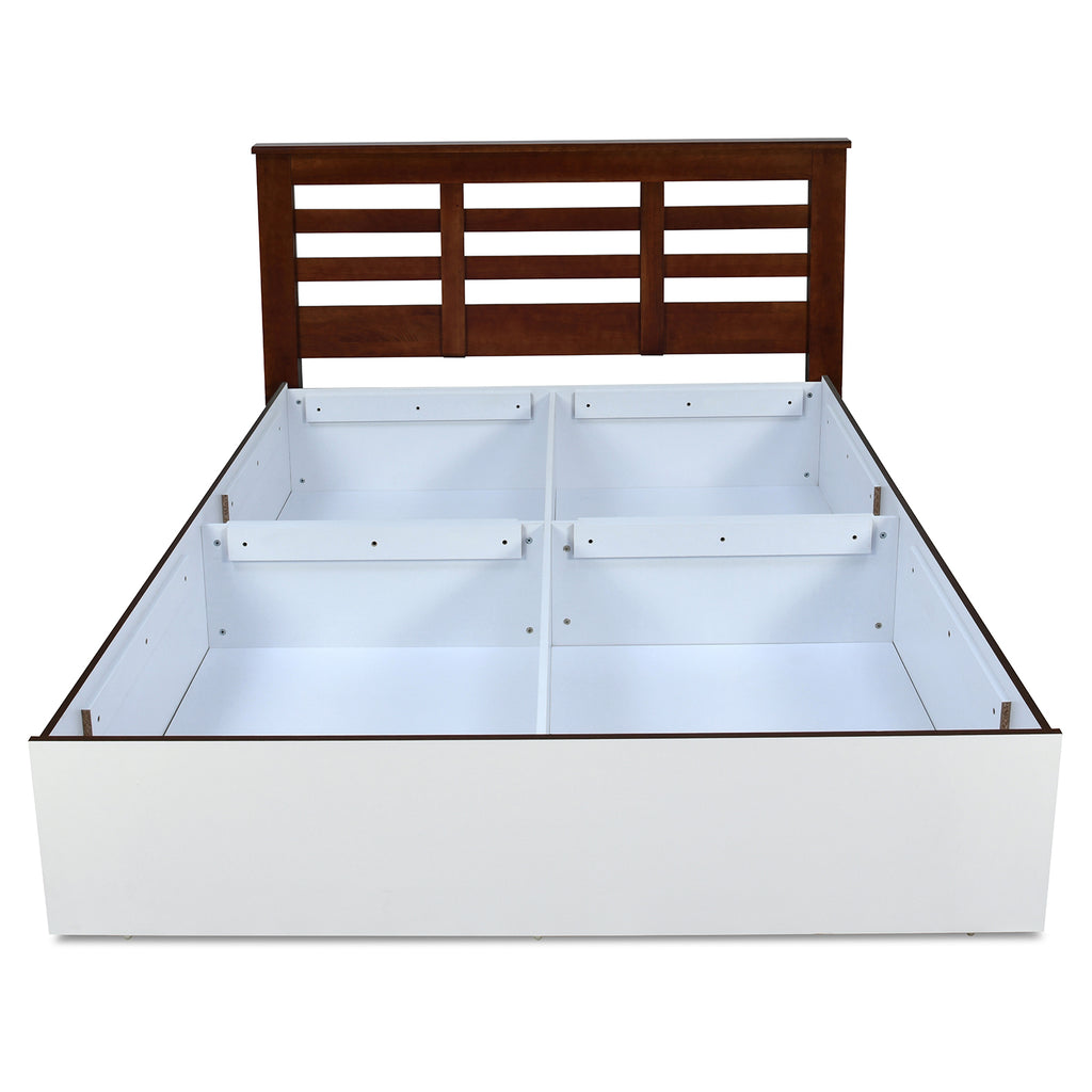 Maple Max Solid Wood Bed with Box Storage (White)