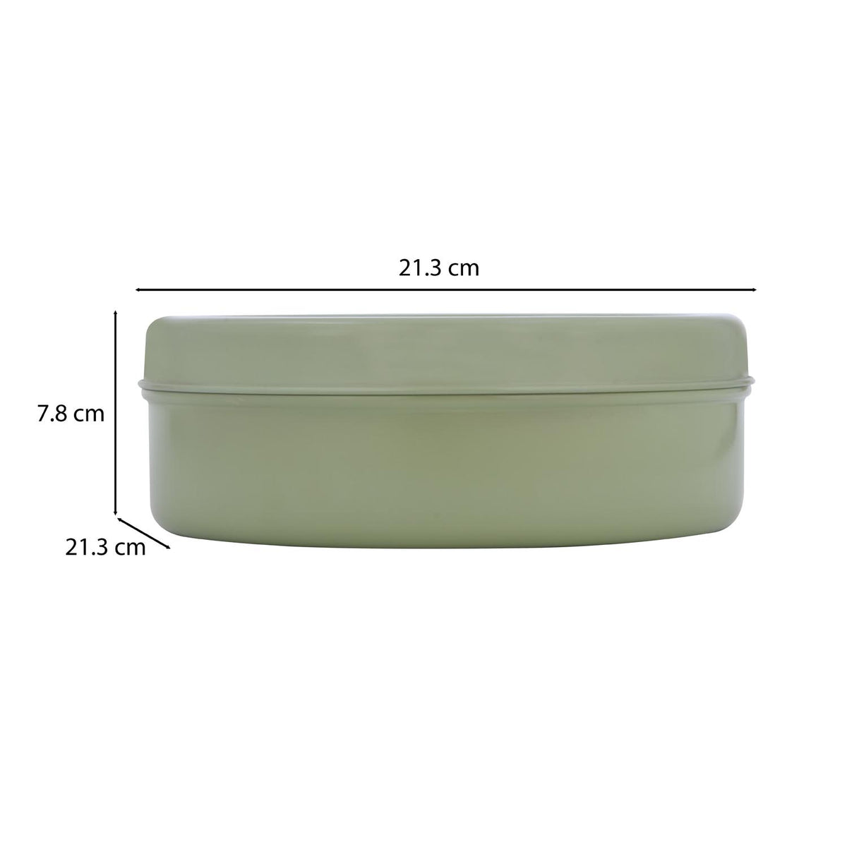 Round Iron Masala Box With 7 Bowls and Lid- Sage Green