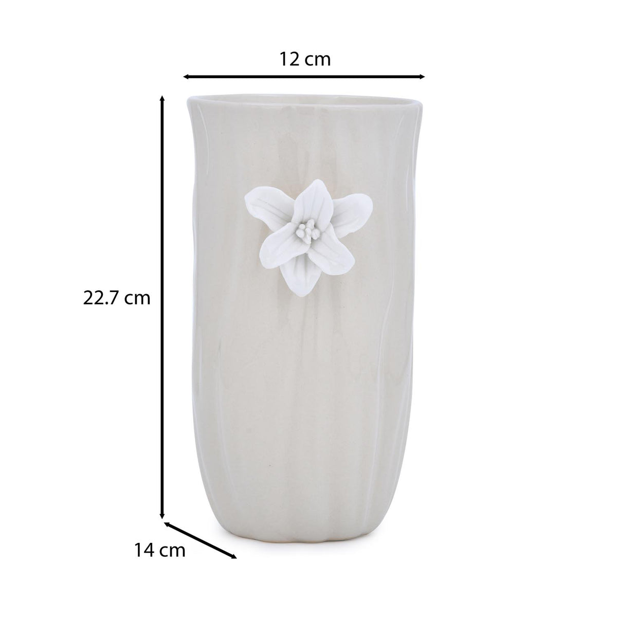 Elan Flora Oval Lily Candle Holder- Cream & White, Medium