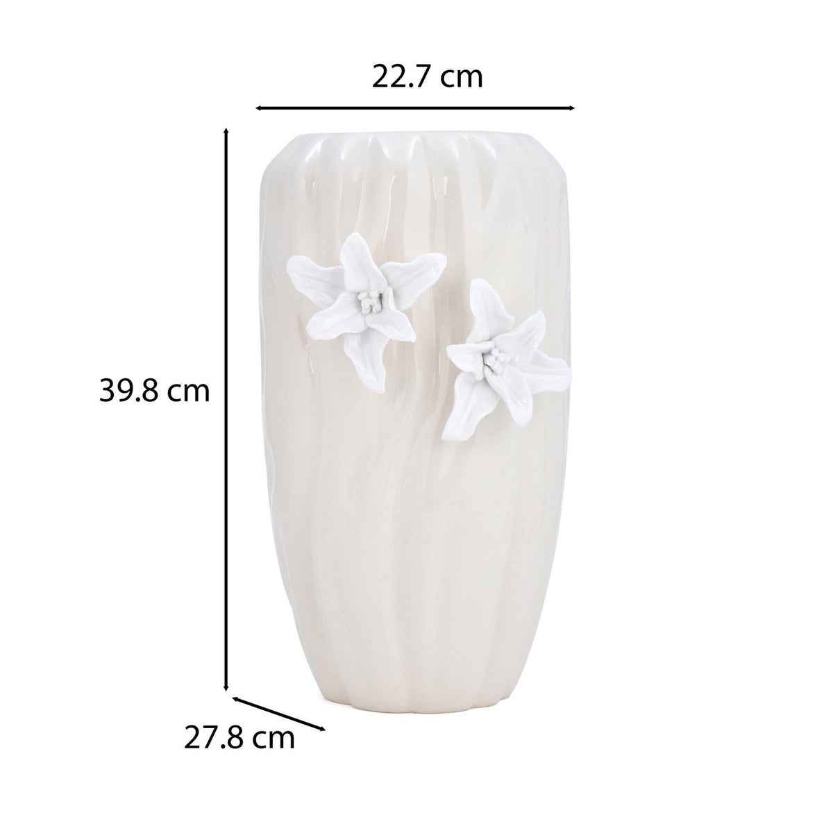 Elan Flora Semi Oval Dual Lily Large Vase- Cream & White