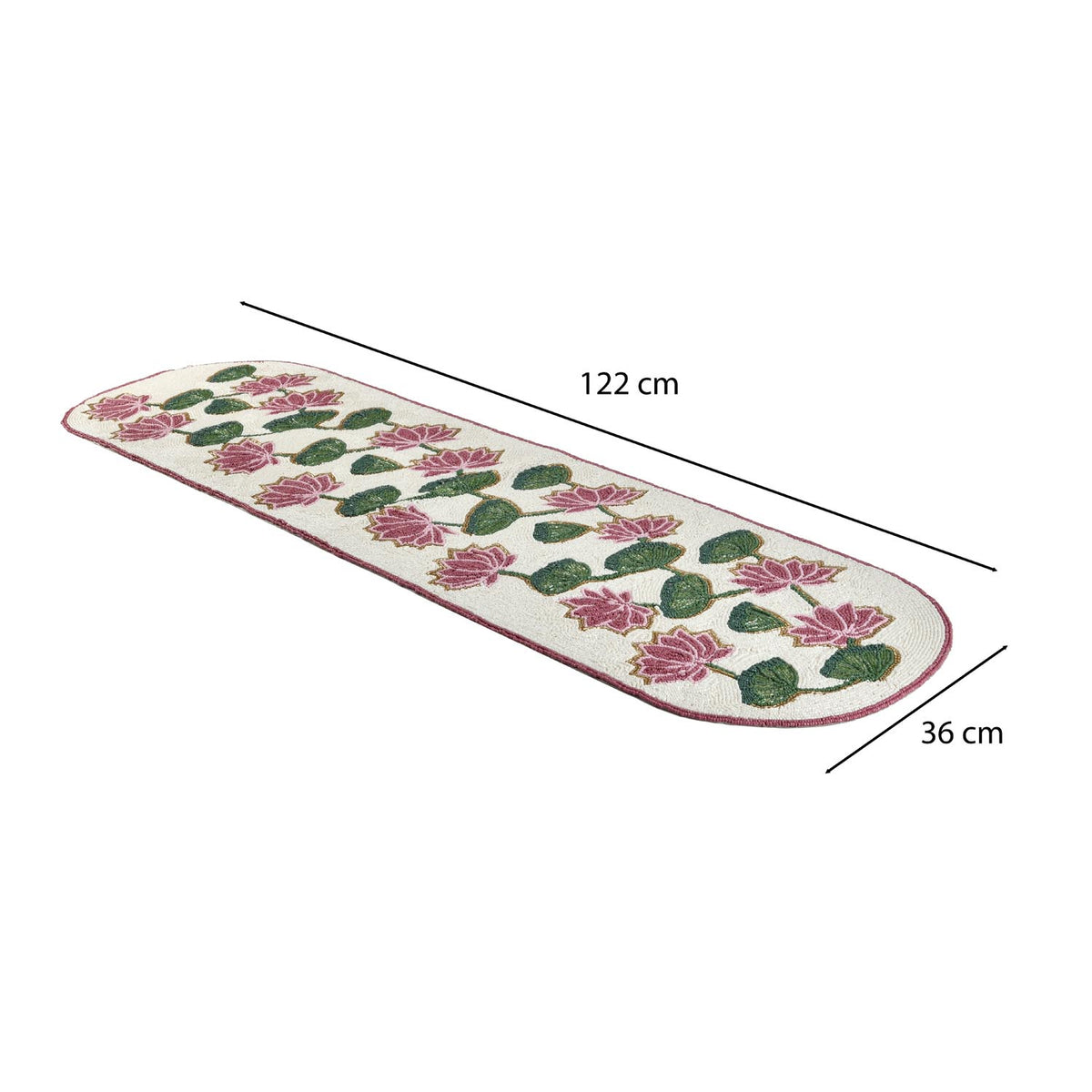 Madhuban Lotus Motif 6-Seater Table Runner- Pink