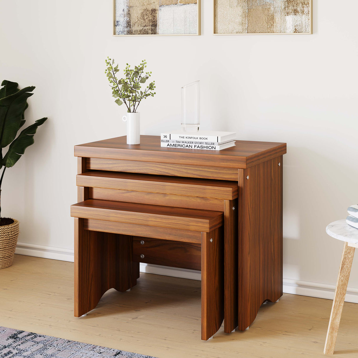 Nilkamal Remington Nest Table Set Of 3 Classic Walnut