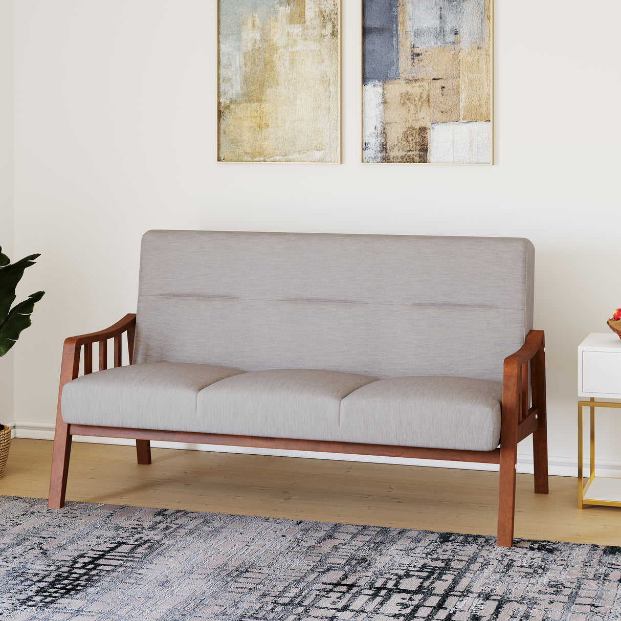 Nilkamal Conolly 3 Seater Fabric Sofa (Brown)