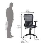 Alba Medium Back Mesh Chair with Adjustable Armrest (Black)