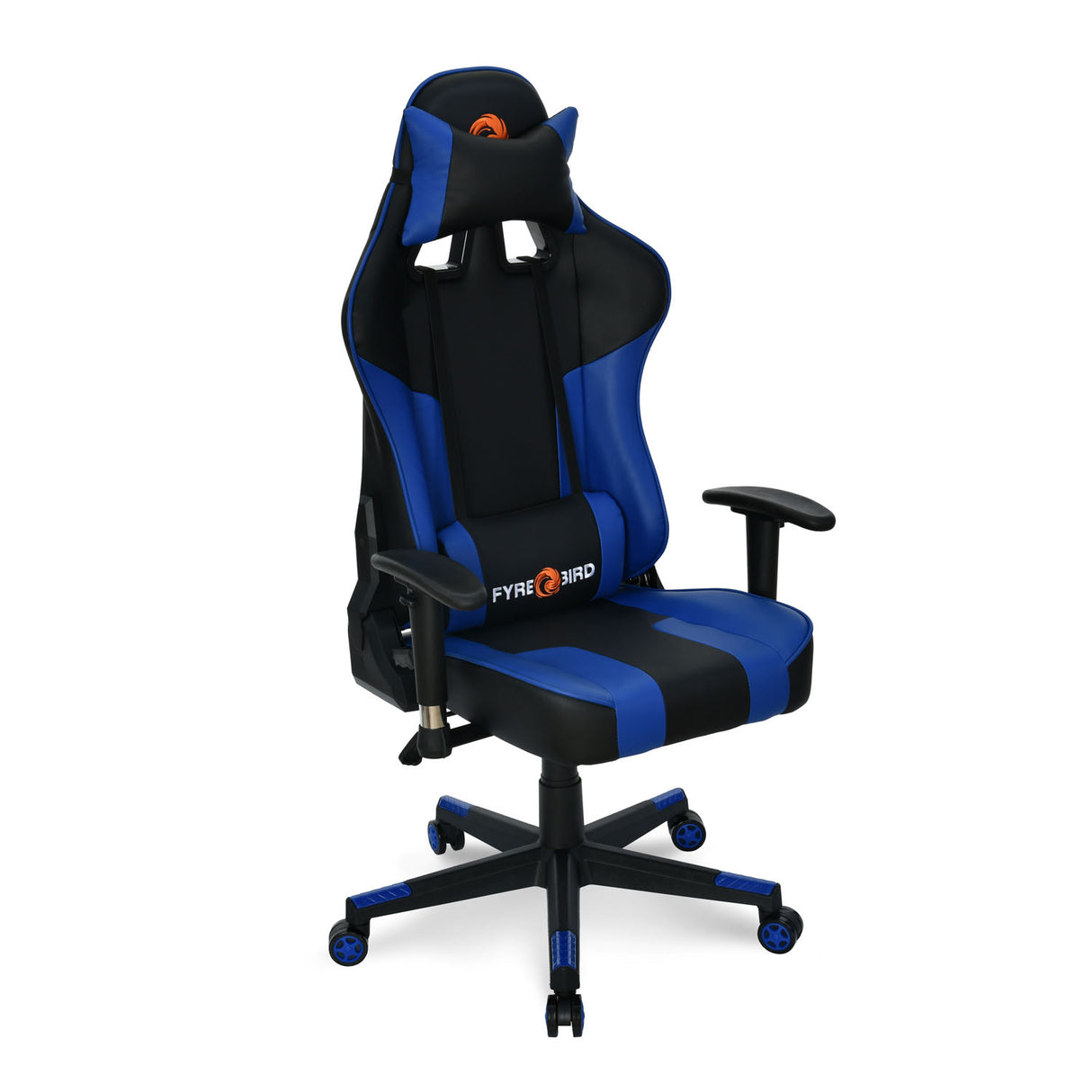 Bosco Leatherette Ergonomic Gaming Chair with Neck & Lumbar Pillow (Black & Blue)