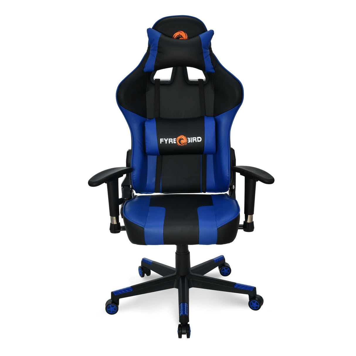 Bosco Leatherette Ergonomic Gaming Chair with Neck & Lumbar Pillow (Black & Blue)