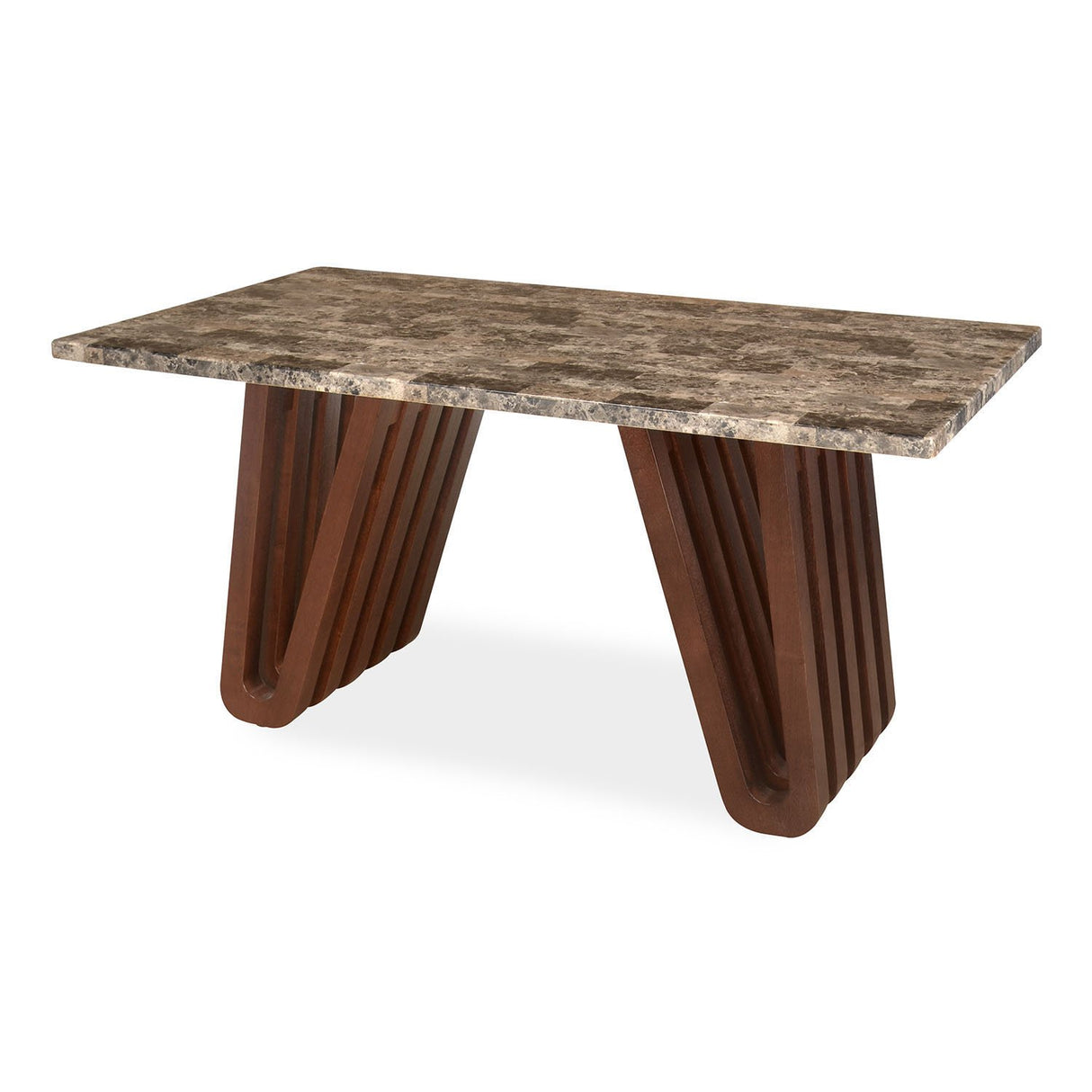 Capri 6 Seater Dining Table (Walnut & Brown) - Slight Side View 2