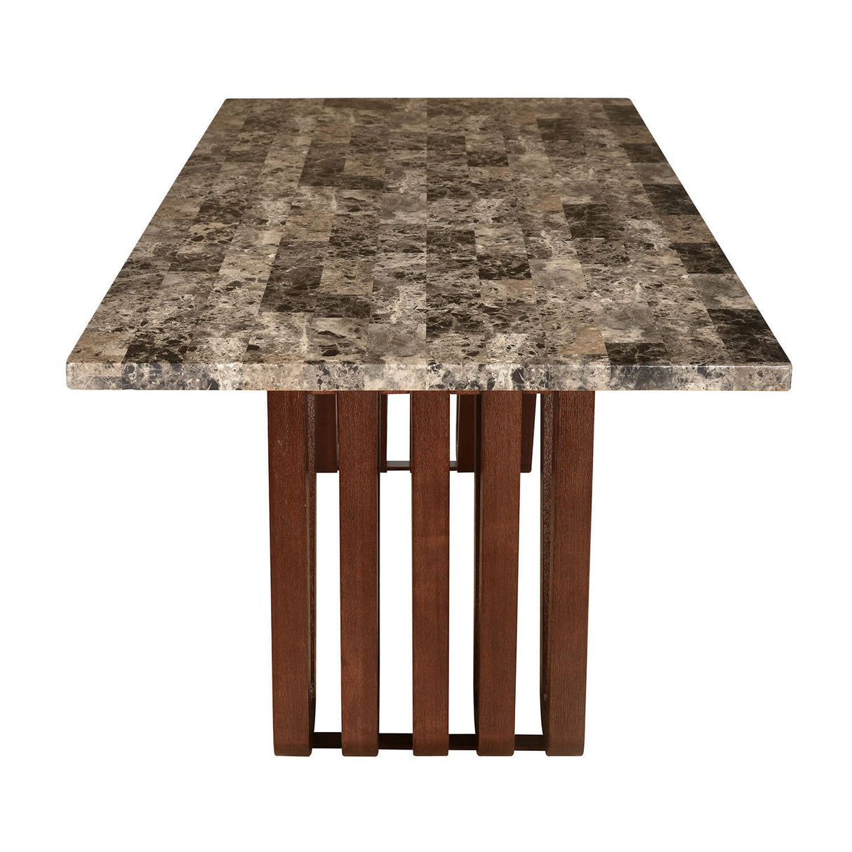Capri 6 Seater Dining Table (Walnut & Brown) - Side View