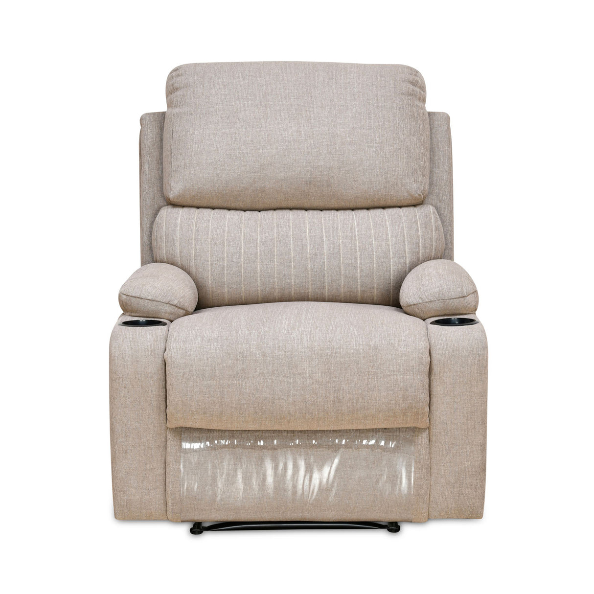 Comfy 1 Seater Fabric Manual Recliner with Cup Holder (Beige) - Front View