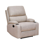 Comfy 1 Seater Fabric Manual Recliner with Cup Holder- Beige