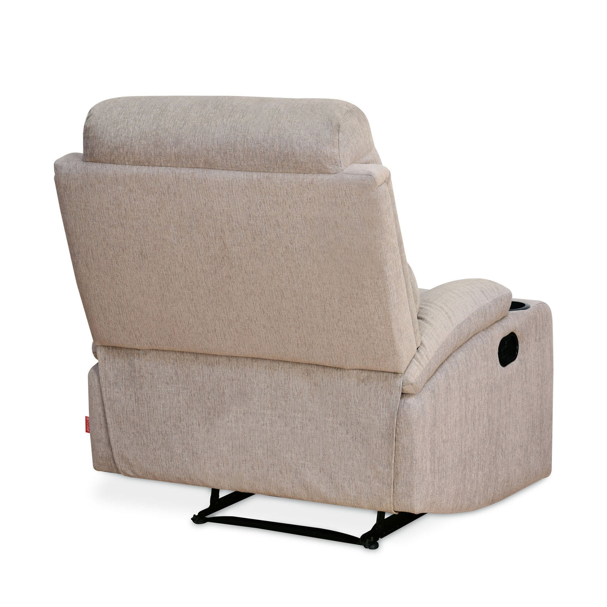 Comfy 1 Seater Fabric Manual Recliner with Cup Holder (Beige) - Slight Back View