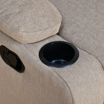 Comfy 1 Seater Fabric Manual Recliner with Cup Holder- Beige