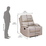 Comfy 1 Seater Fabric Manual Recliner with Cup Holder- Beige