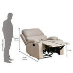 Comfy 1 Seater Fabric Manual Recliner with Cup Holder- Beige