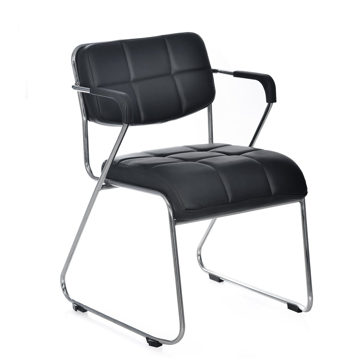 Contract 02 Soft PVC Visitor Chair with Arm (Black)