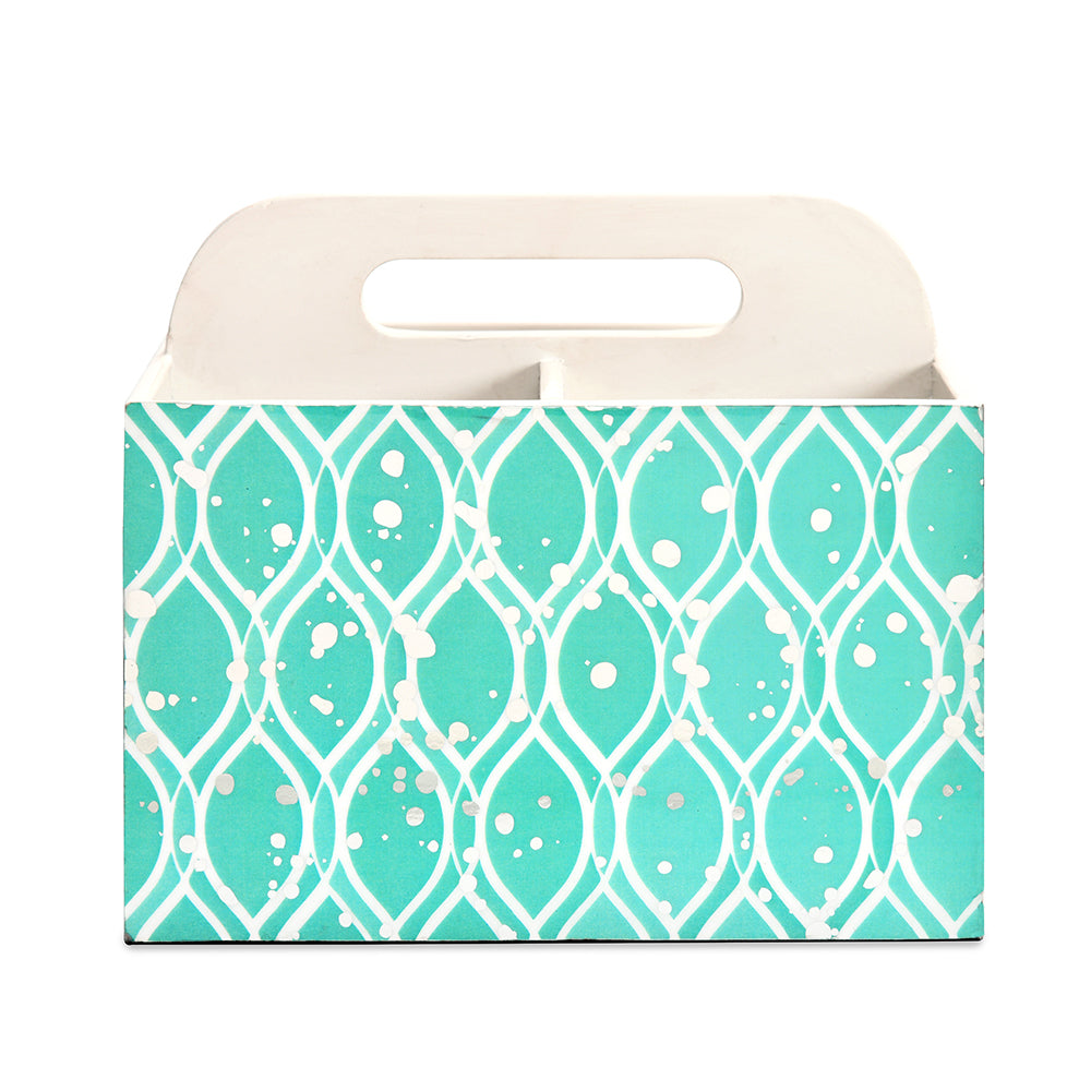 Printed MDF Wooden Cutlery Holder (Seagreen)