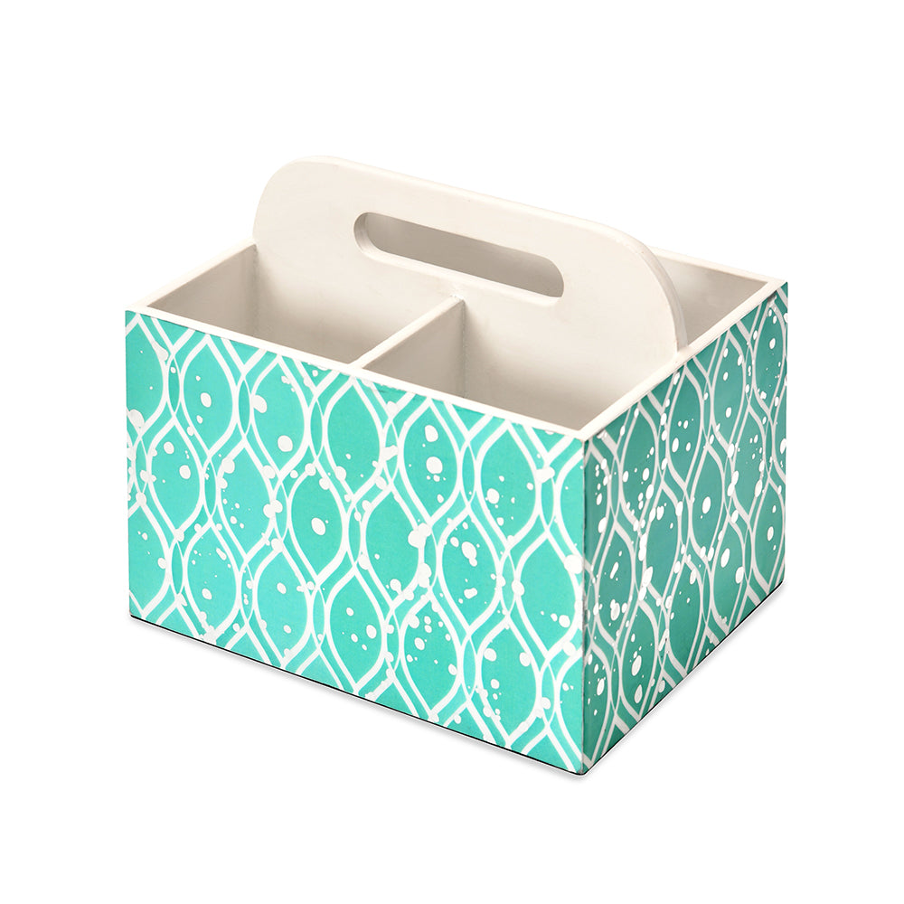 Printed MDF Wooden Cutlery Holder (Seagreen)