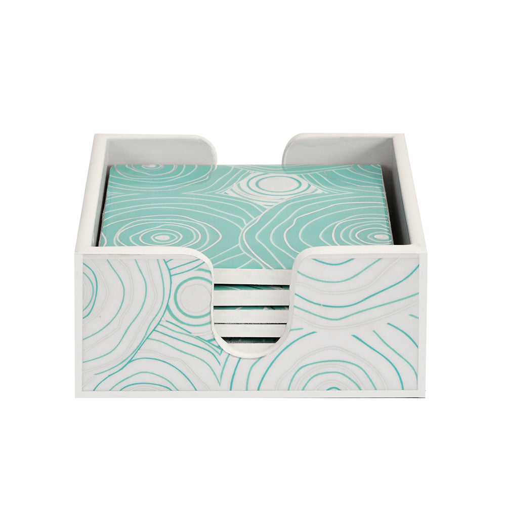 Printed MDF Wooden Coasters Set of 6 (Seagreen)