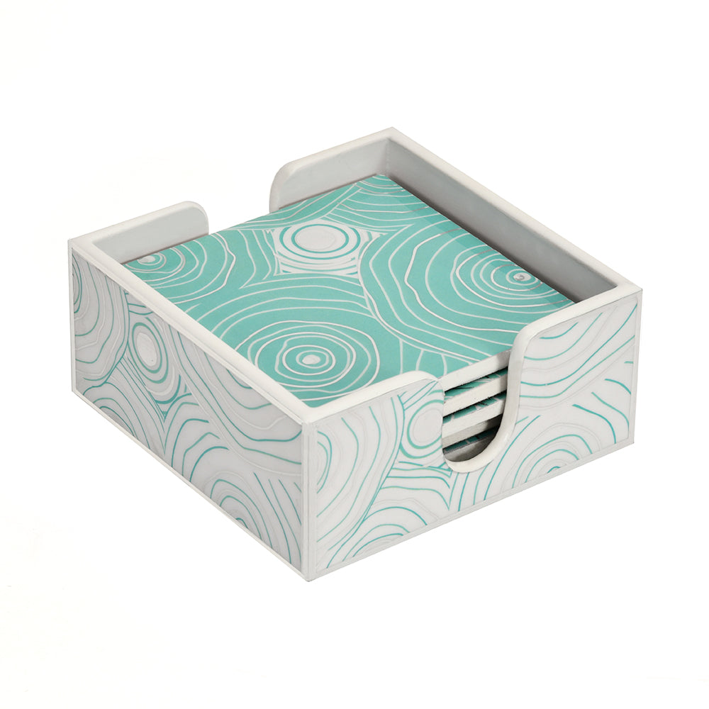Printed MDF Wooden Coasters Set of 6 (Seagreen)