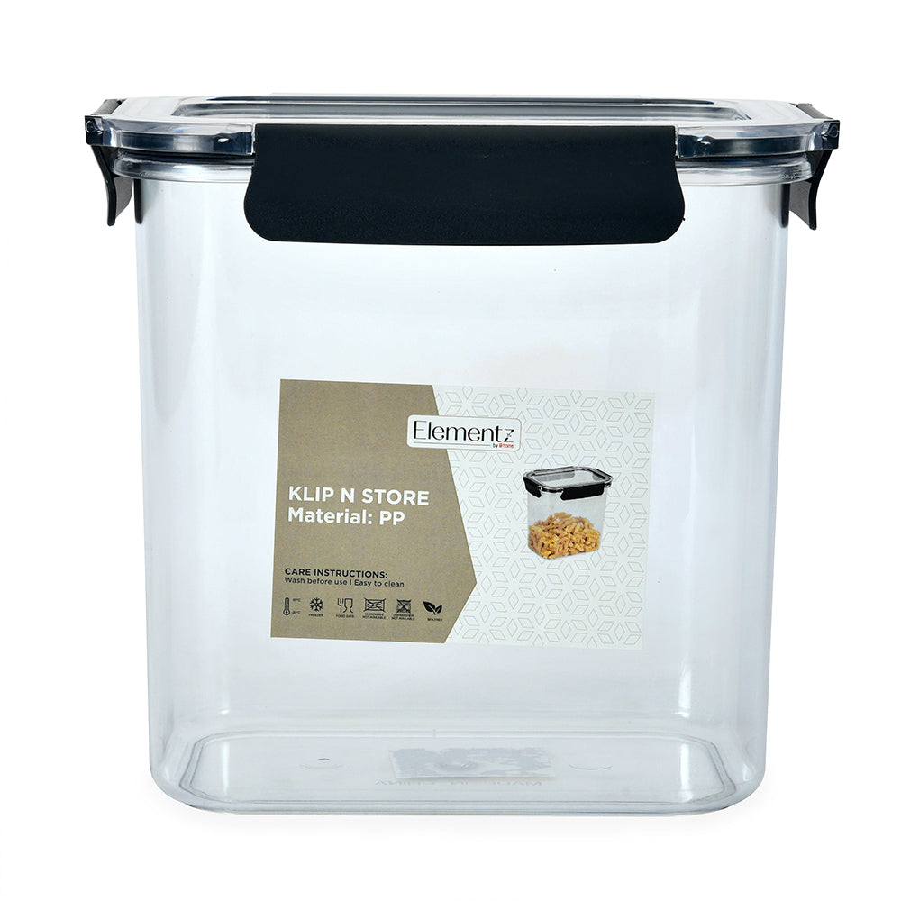 Klip N Store Rectangular 3200 ml Cannister Storage Container (Black)