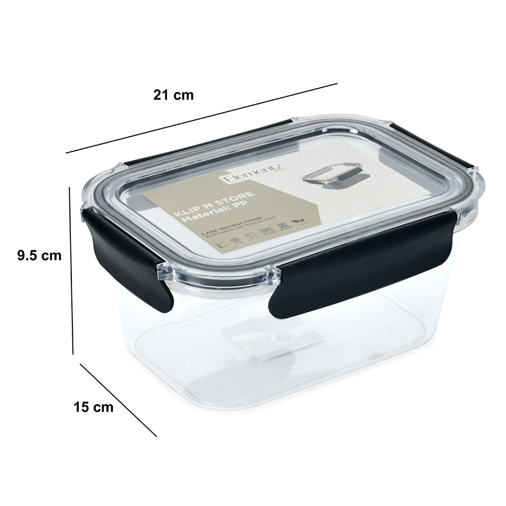 Klip N Store Rectangular 1400 ml Cannister Storage Container (Black)