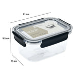 Klip N Store Rectangular 1400 ml Cannister Storage Container (Black)