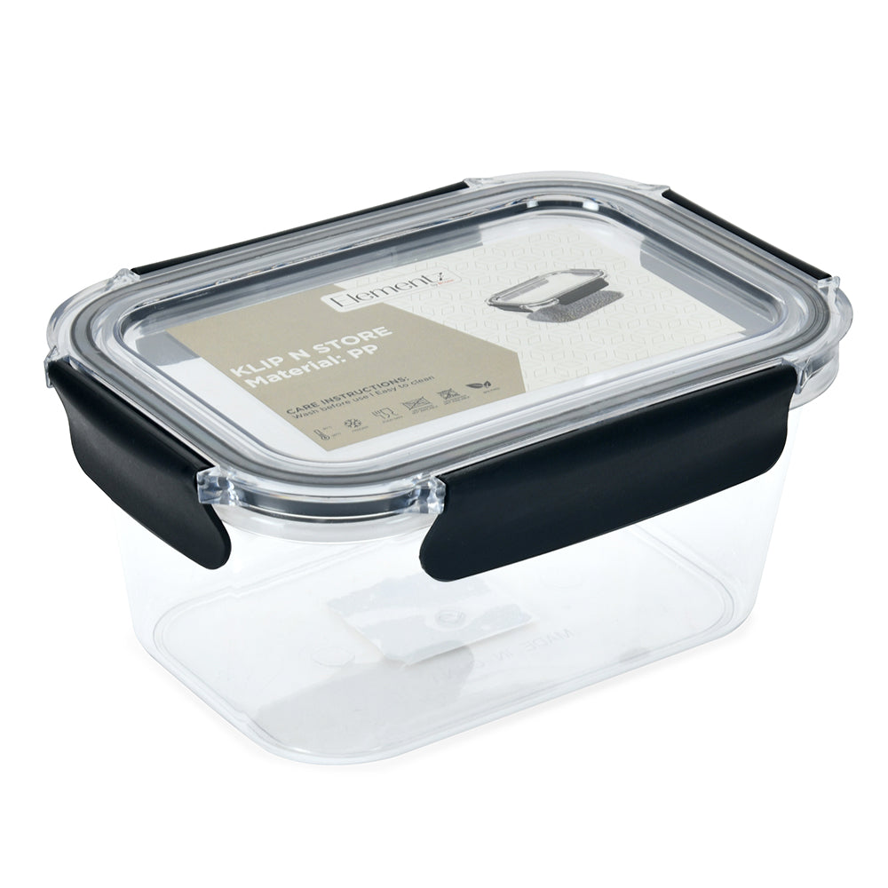 Klip N Store Rectangular 1400 ml Cannister Storage Container (Black)