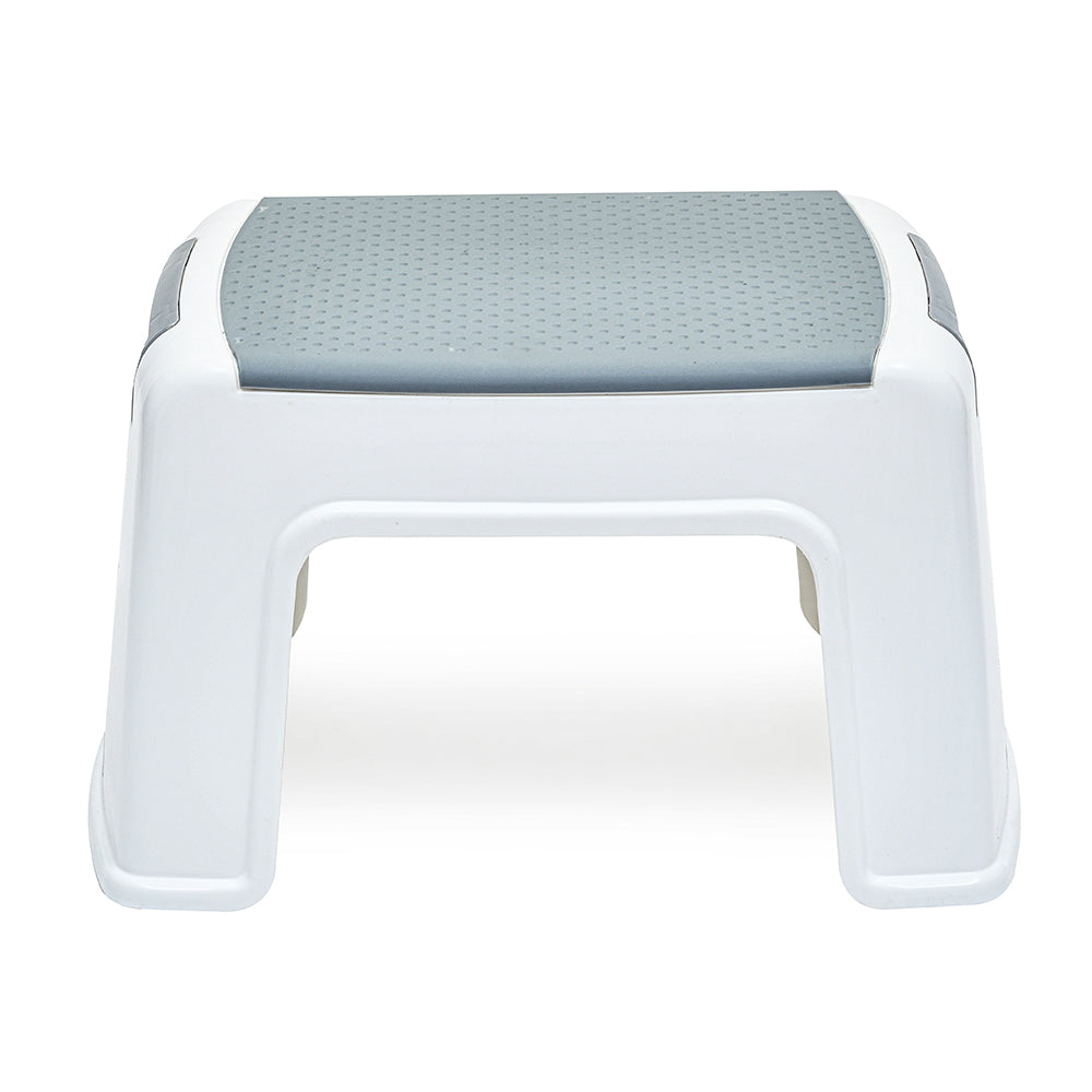 Non-Slip Plastic Stool- White & Grey