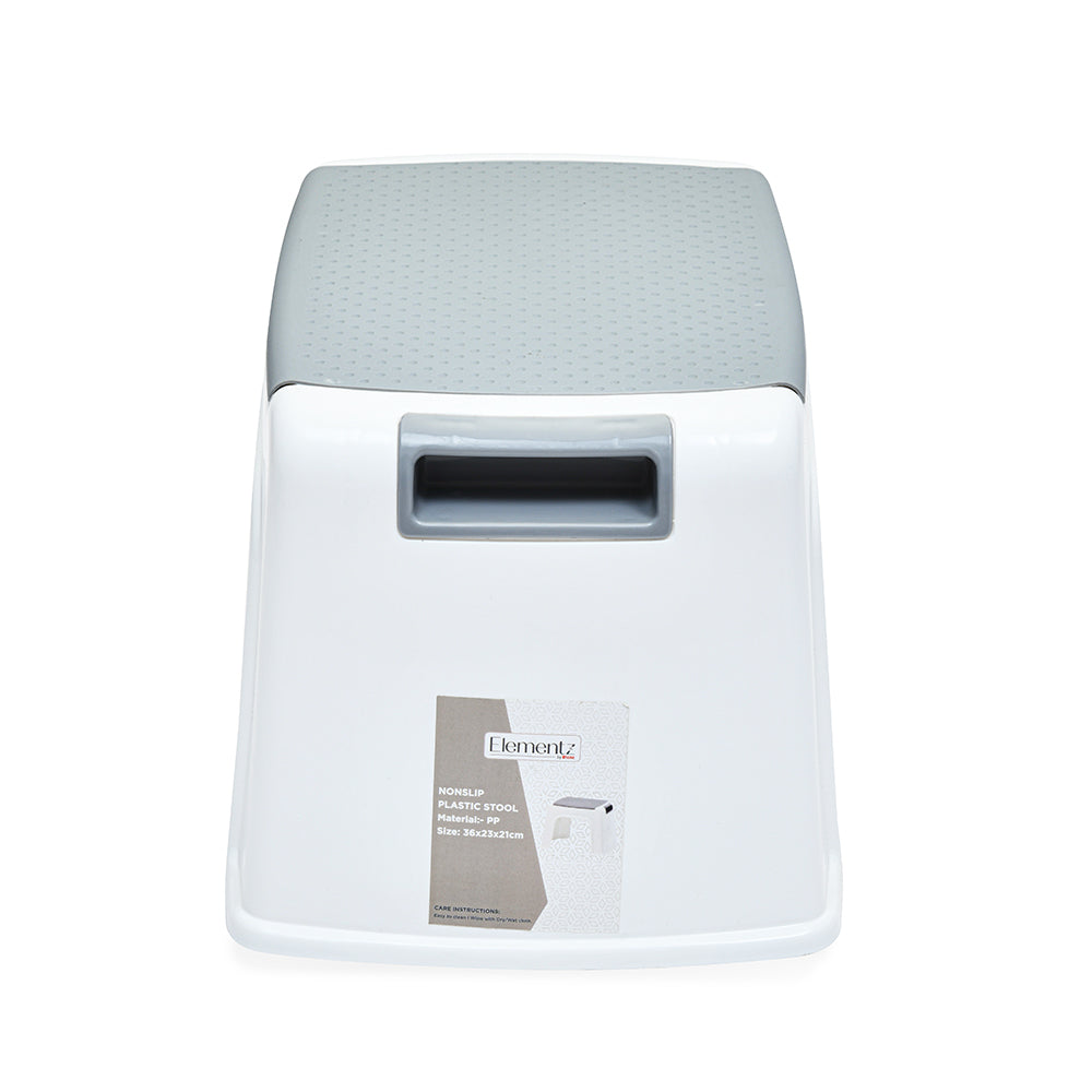 Non-Slip Plastic Stool- White & Grey