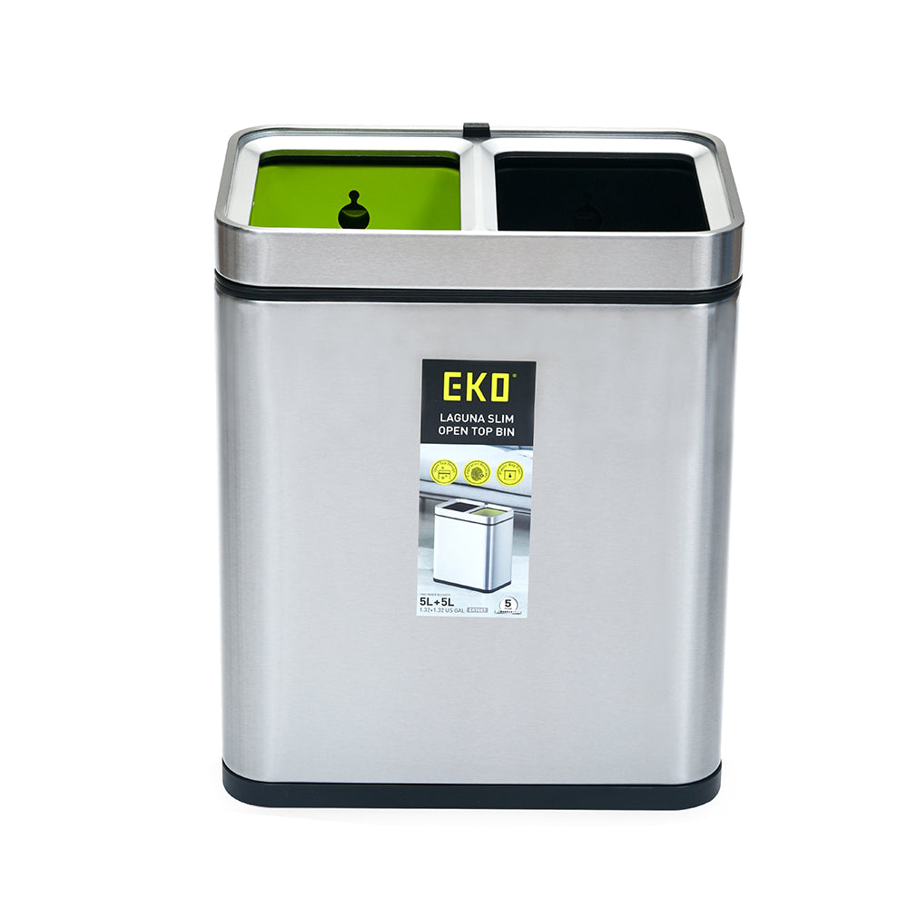 Wet & Dry Open Top 10 L Dual Dustbin- Silver