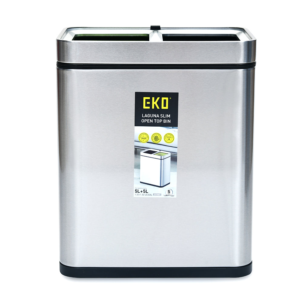 Wet & Dry Open Top 10 L Dual Dustbin- Silver