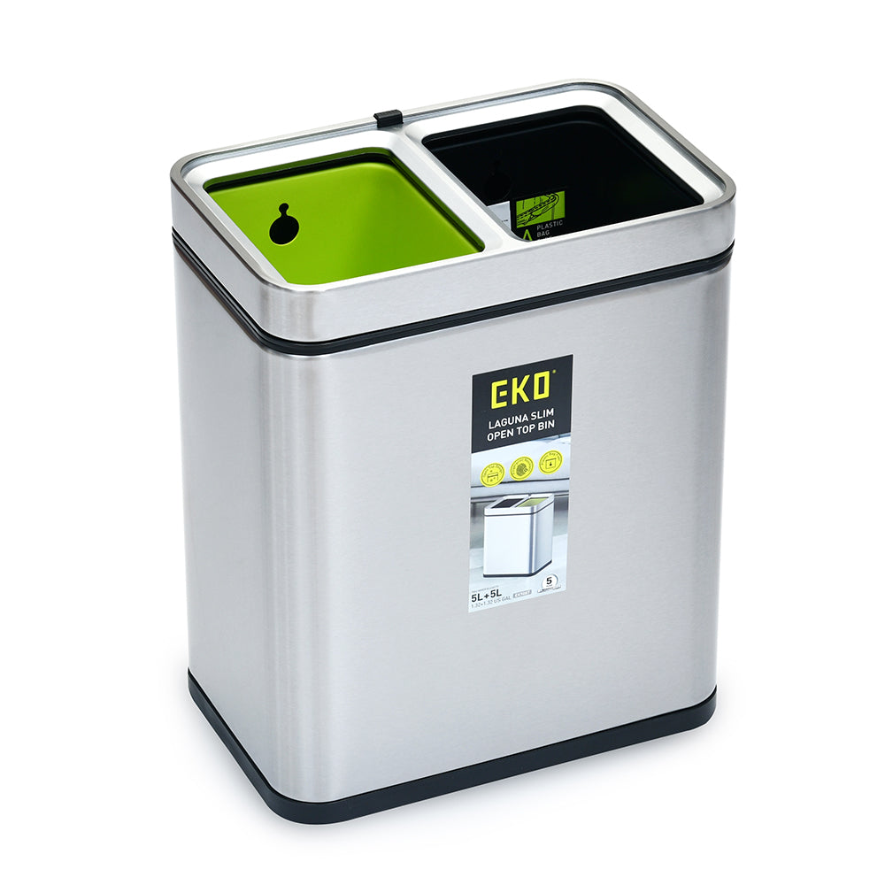 Wet & Dry Open Top 10 L Dual Dustbin- Silver