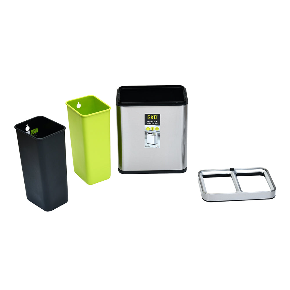 Wet & Dry Open Top 10 L Dual Dustbin- Silver