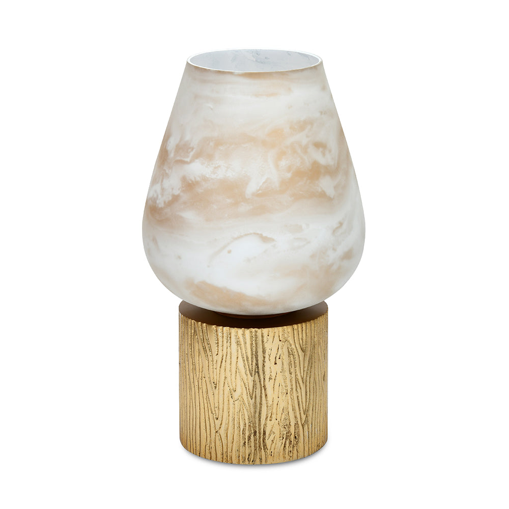 Allure Glass & Metal Decorative Candle Stand- White & Gold