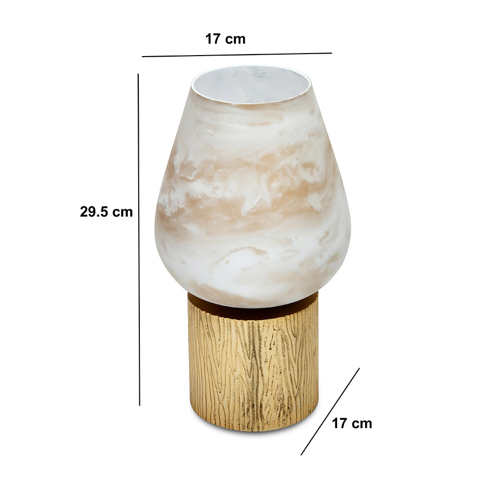 Allure Glass & Metal Decorative Candle Stand- White & Gold