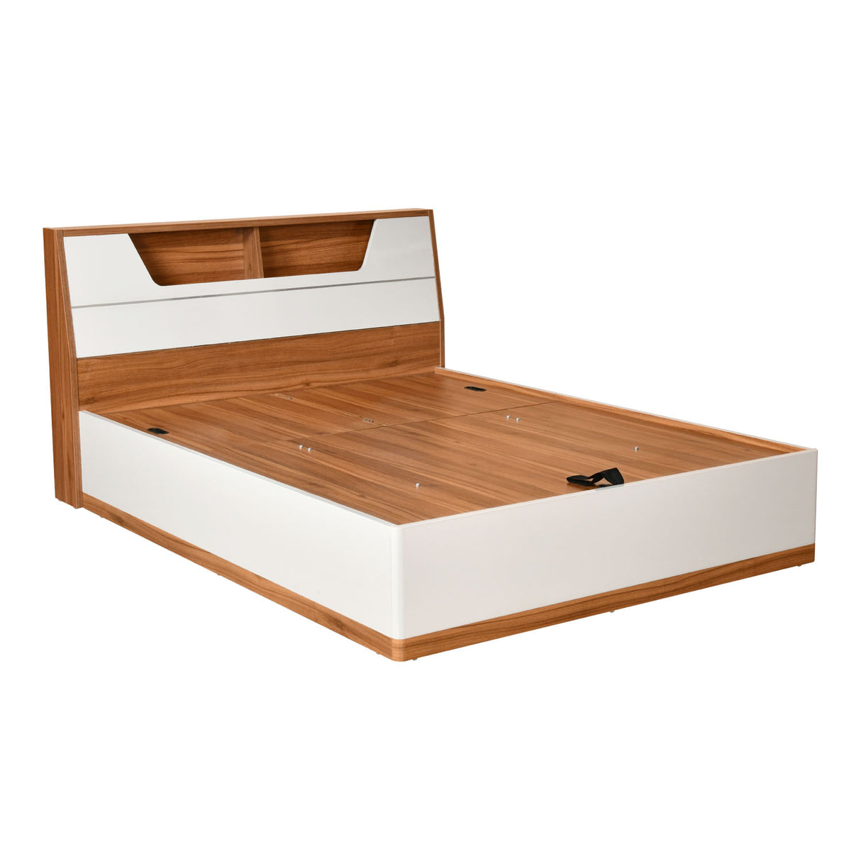 Eternal Wooden Queen Bed with Hydraulic Storage- Teak