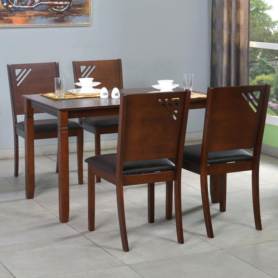 Nilkamal Floret 4 Seater Dining Set (Walnut)
