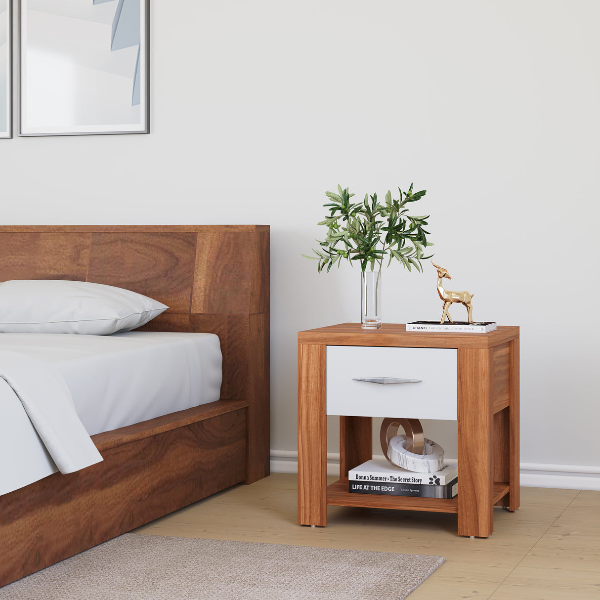 Nilkamal Eternal Engineered Wood Nightstand (Teak)