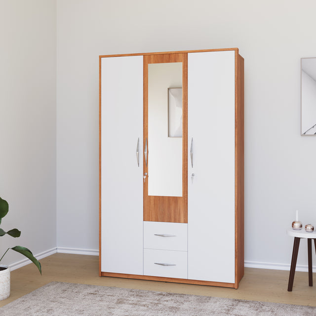 Nilkamal Eternal 3 Door Wardrobe With Mirror (Teak Finish)