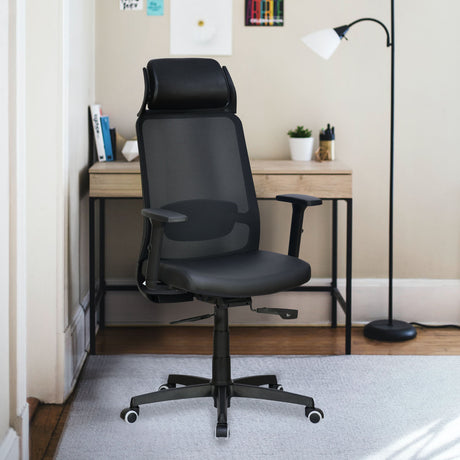 Nilkamal Glory High Back Leatherette Chair (Black)