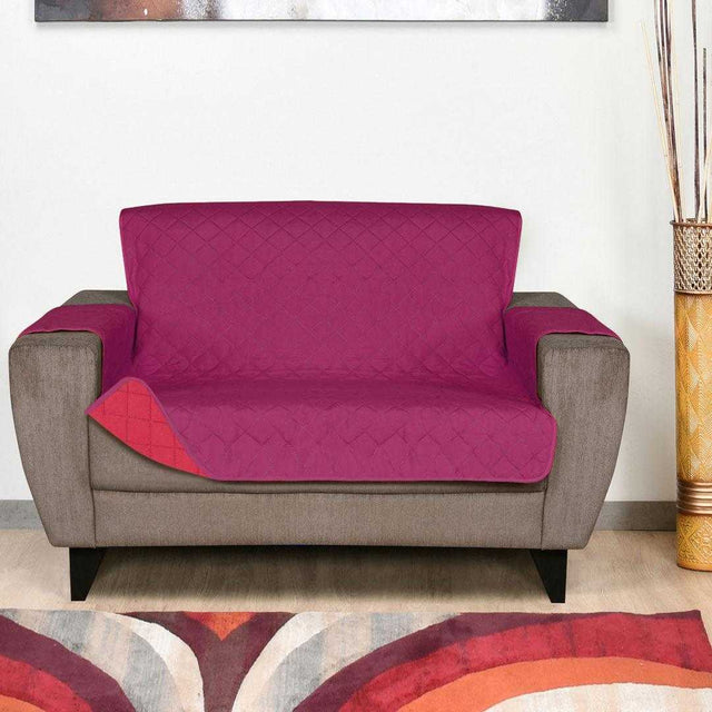 Nilkamal 2 Seater Reversible Sofa Cover 179 cm x 223 cm (Lavender & Fushcia)