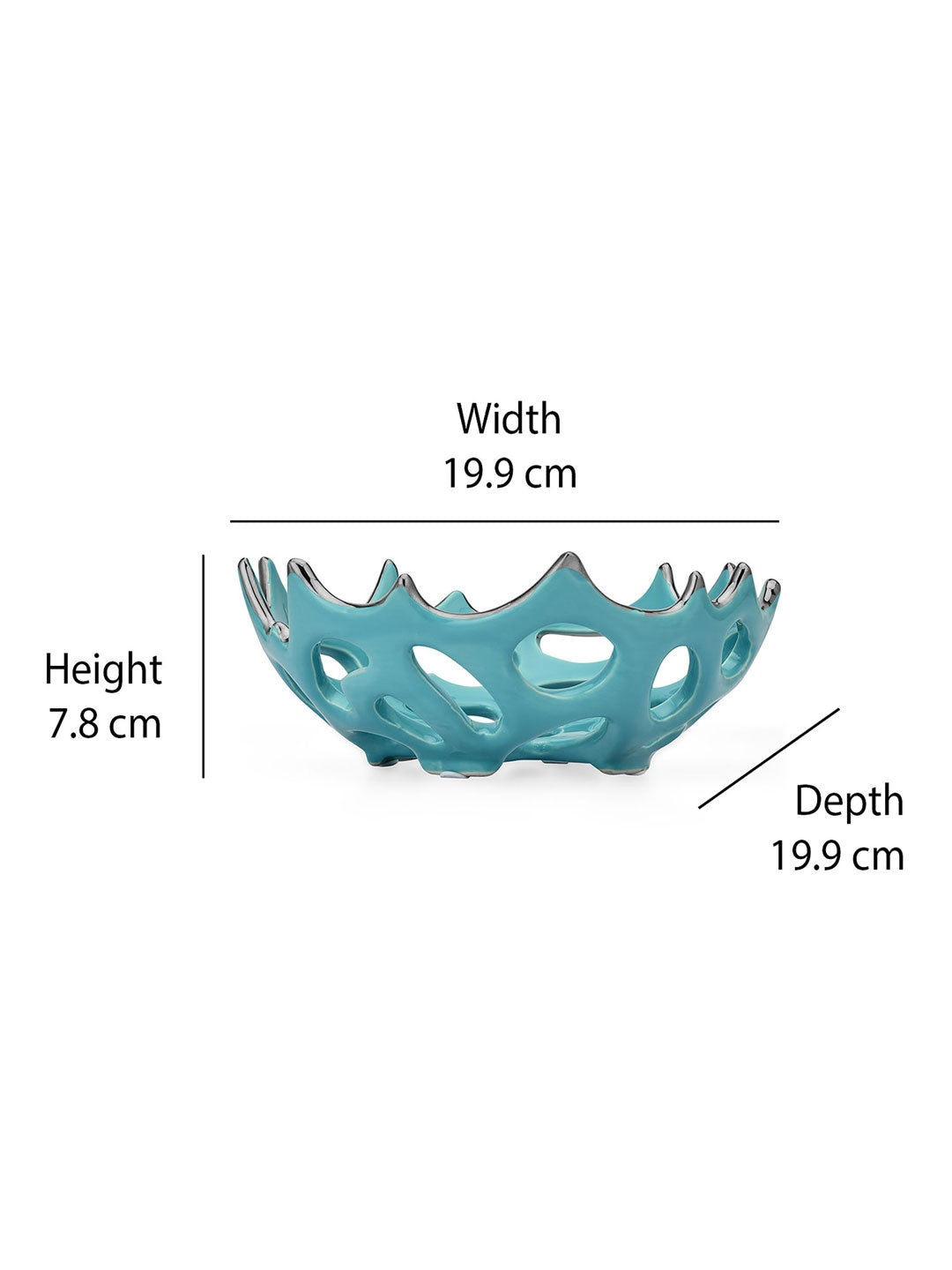 Cutwork Ceramic Round Bowl- Sea green & Silver
