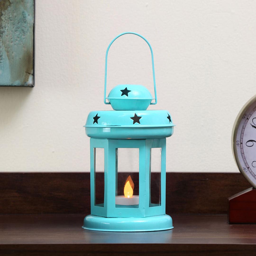 Twilight Metal Mini Lantern- Blue