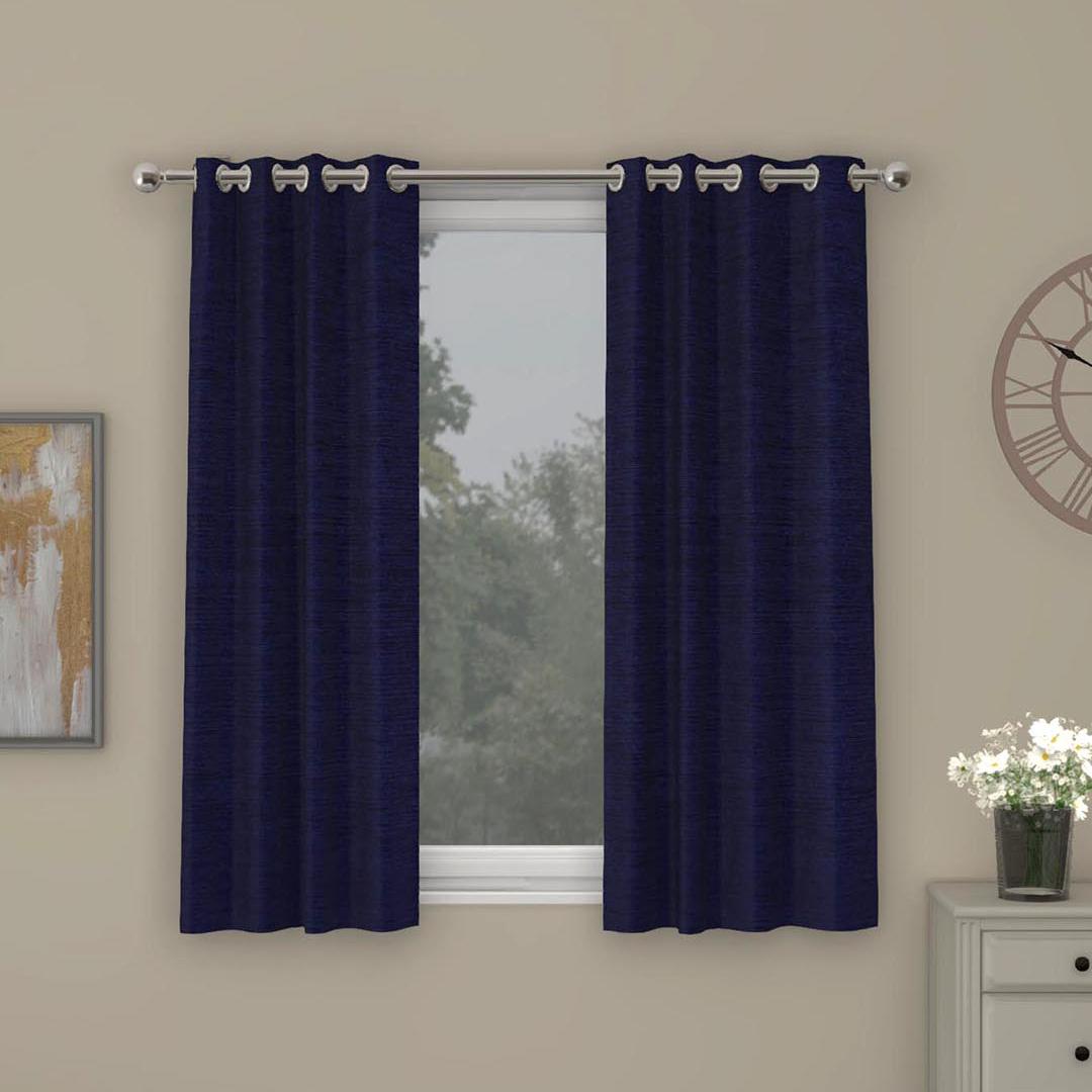 Nilkamal Grace Solids Opus 5 Ft Polyester Window Curtains Set Of 2 (Indigo)