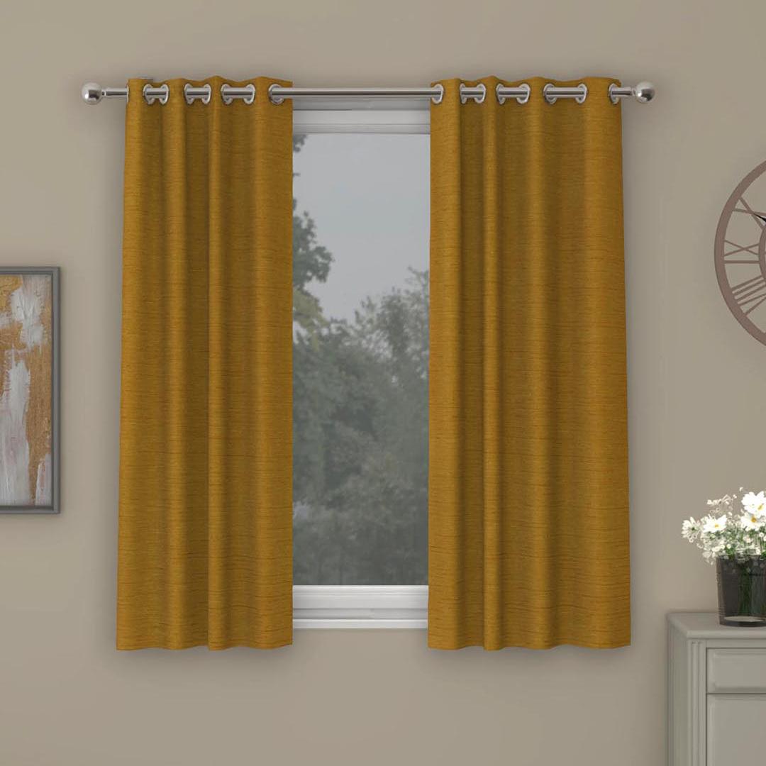 Nilkamal Grace Solids Opus 5 Ft Polyester Window Curtains Set Of (Yellow)